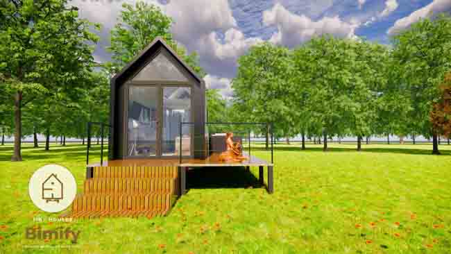 Bouw van een tiny house in a in een zelfbouwpakket of kant-en-klaar bouwpakket